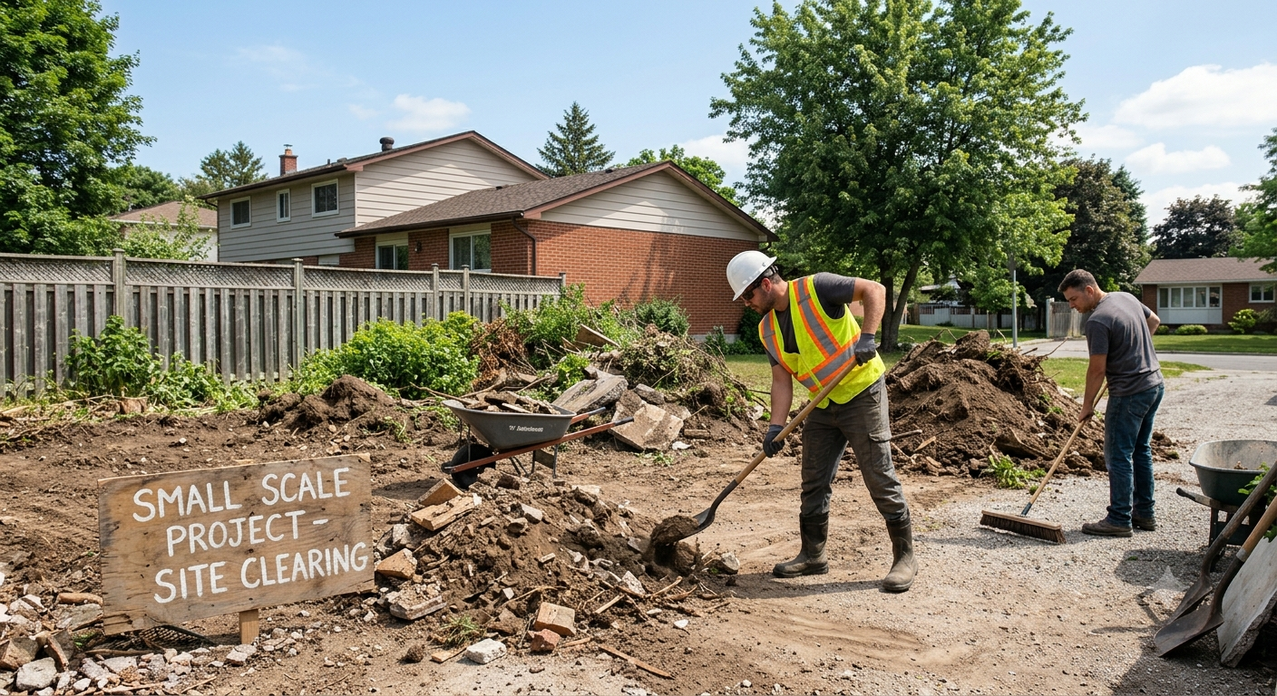 Clearing debris and soil generated from wall demolition in residential projects.